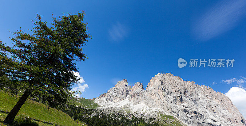 意大利Val Gardena的白云石，Sella Pass，山地景观